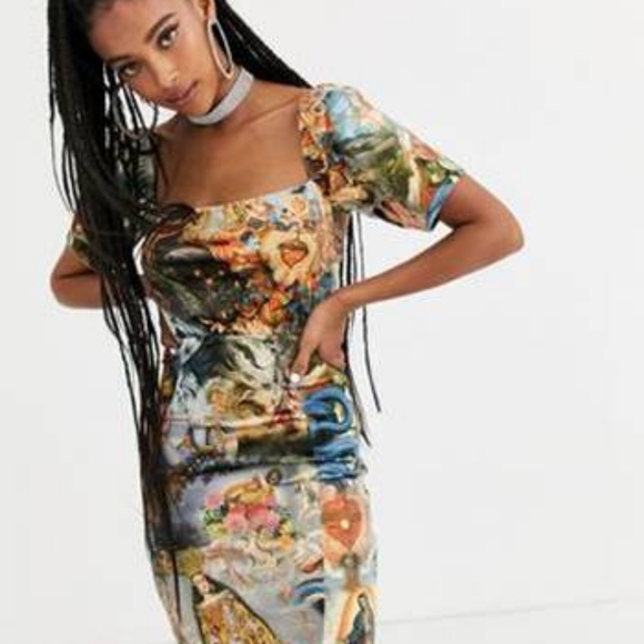 New Girl Order velvet babydoll dress with painting print - Picture 4 of 8